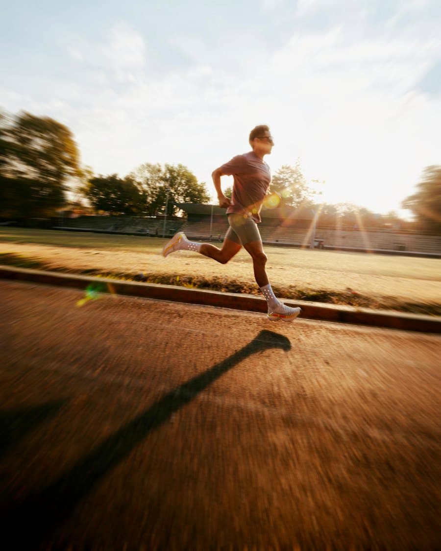 Proof photo: running on a track at sunrise